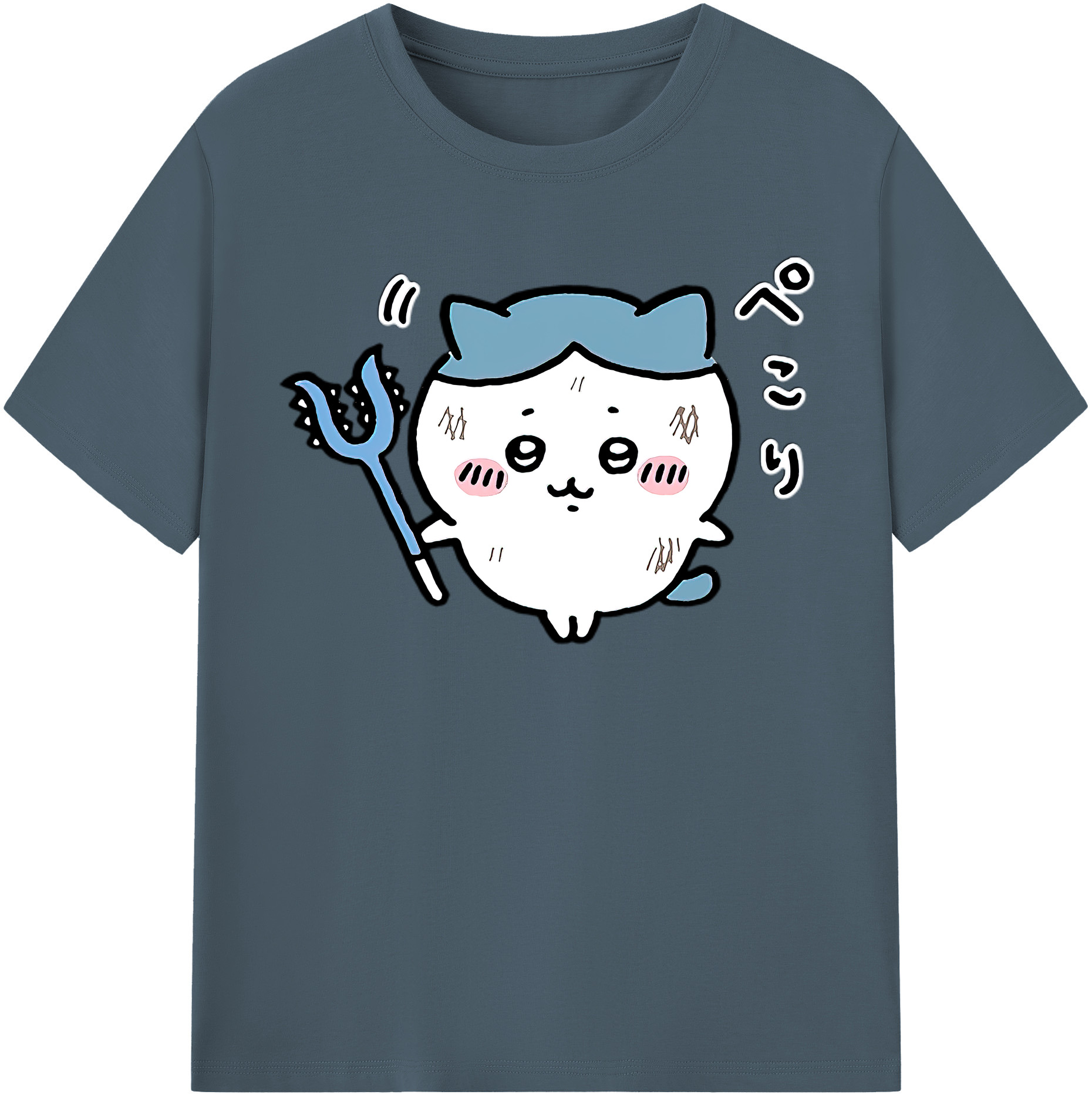 （画像用） ちいかわ ハチワレ Chii-kawa hachiware 綿100％半袖Tシャツ（フロントプリント）